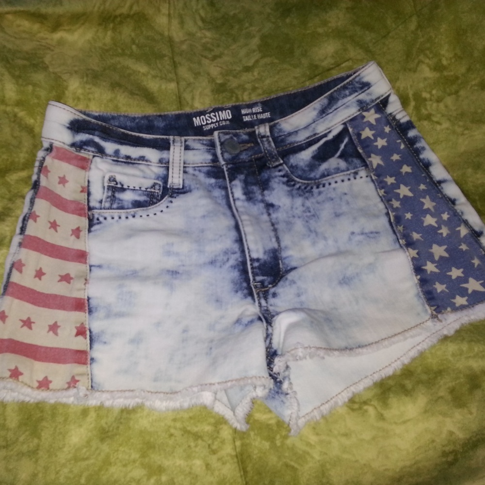 Mossimo High Rise Denim Jean Flag cut-off shorts 7
